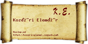 Kozári Elemér névjegykártya